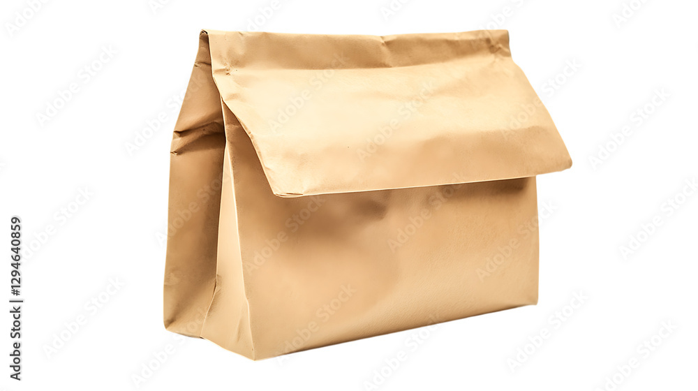 A simple brown paper lunch bag, eco-friendly and perfect for packing meals and snacks. Isolated on a transparent background, png. A simple brown paper lunch bag, eco-friendly and perfect for packing meals and snacks. Isolated on a transparent background, png.