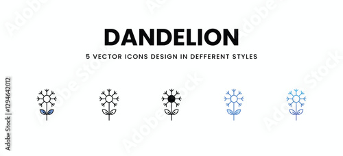 Dandelion vector icons set stock illustration