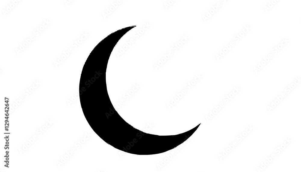 Minimalist black silhouette of a crescent moon symbolizing night and tranquility Minimalist black silhouette of a crescent moon symbolizing night and tranquility