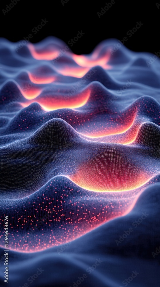 Fototapeta premium Abstract Wave Patterns with Glowing Highlights in Dark Background