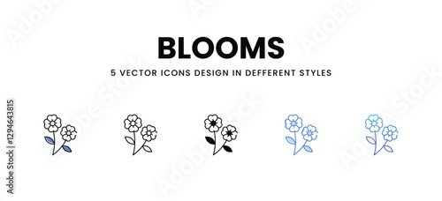 Blooms   vector icons set stock illustration