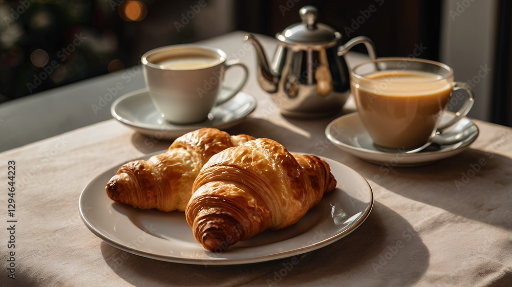 croissant and coffee croissant and coffee