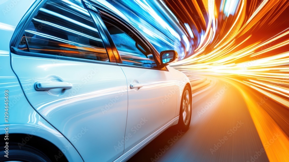 Dynamic car motion through illuminated cityscape Dynamic car motion through illuminated cityscape
