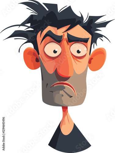 flat drawn cartoon character of a broke man