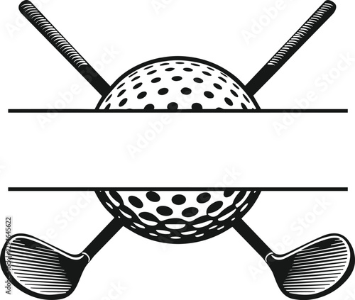 Golf clubs crossed with ball vector illustration.