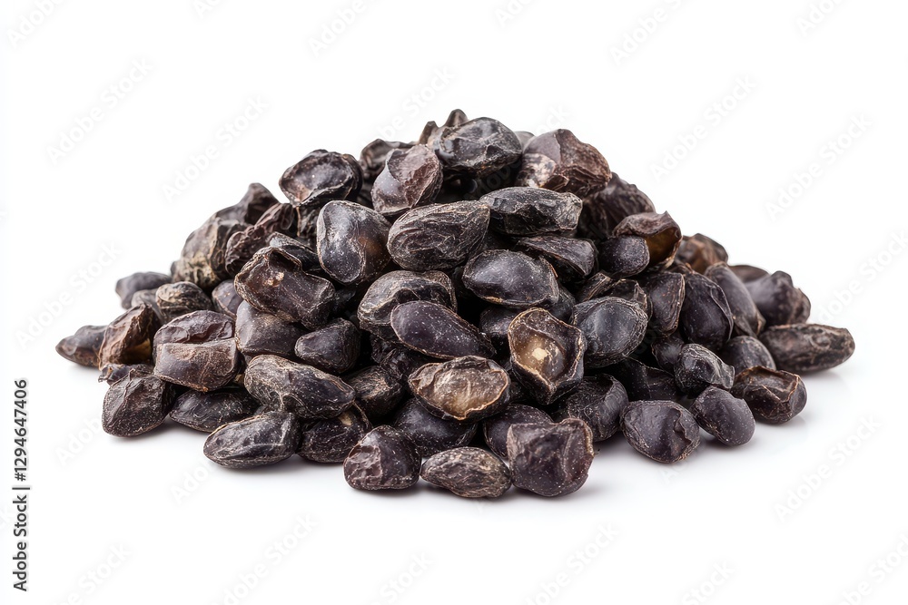 Raw Black Turtle Beans Piled in a Heap on a White Background Raw Black Turtle Beans Piled in a Heap on a White Background