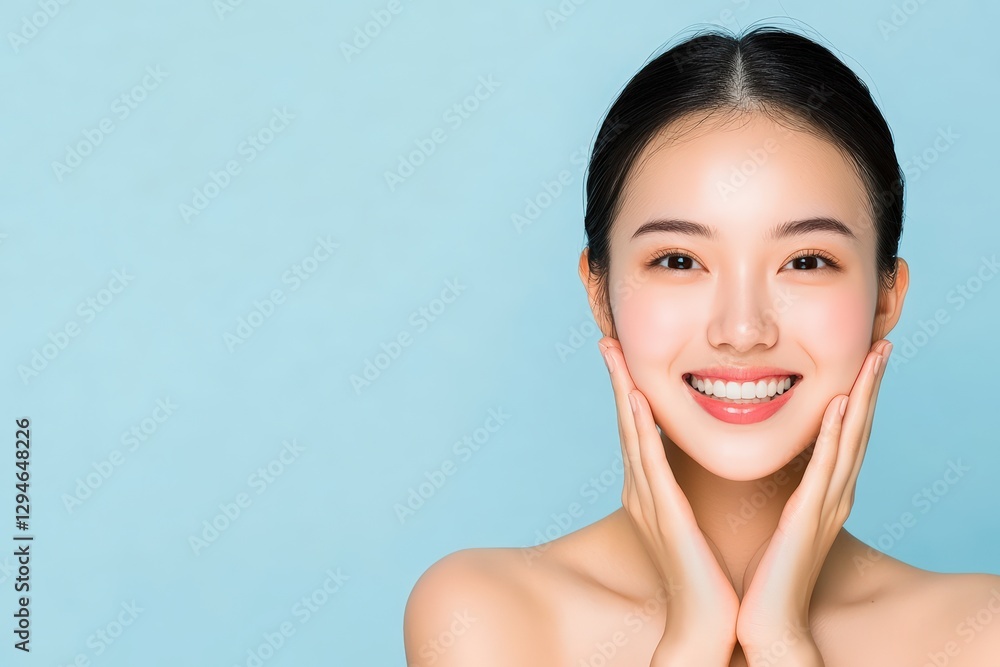 A joyful woman with a bright smile captured in a natural setting radiating happiness and positive energy A joyful woman with a bright smile captured in a natural setting radiating happiness and positive energy