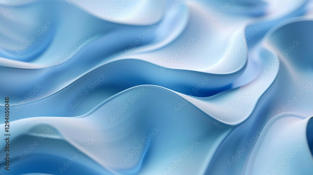 Fototapeta premium Minimalist Blue Gradient Background with Smooth Flowing Curves