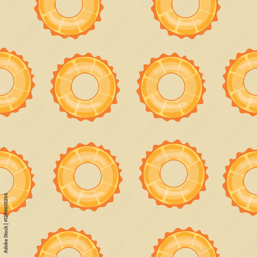 Yellow Inflatable Ring Pattern with Flowers Bright seamless pattern featuring yellow inflatable swim rings with pink floral accents on a soft yellow background. Yellow Inflatable Ring Pattern with Flowers Bright seamless pattern featuring yellow inflatable swim rings with pink floral accents on a soft yellow background.