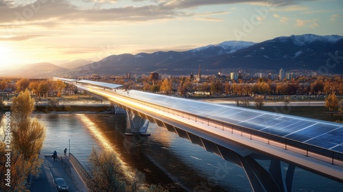 Wallpaper Mural A smart bridge with integrated solar panels and traffic sensors. Torontodigital.ca