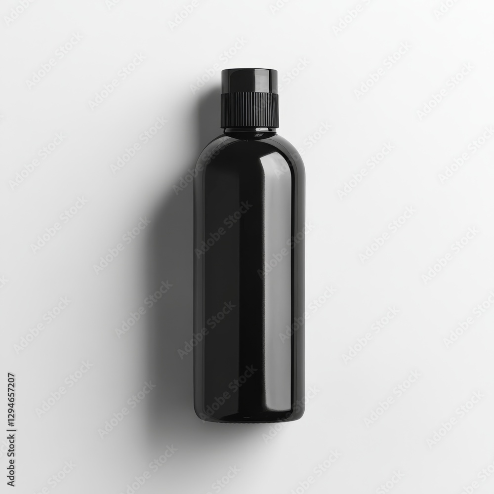 Minimalist Black Bottle on White Background, Clean and Modern Product Display Minimalist Black Bottle on White Background, Clean and Modern Product Display
