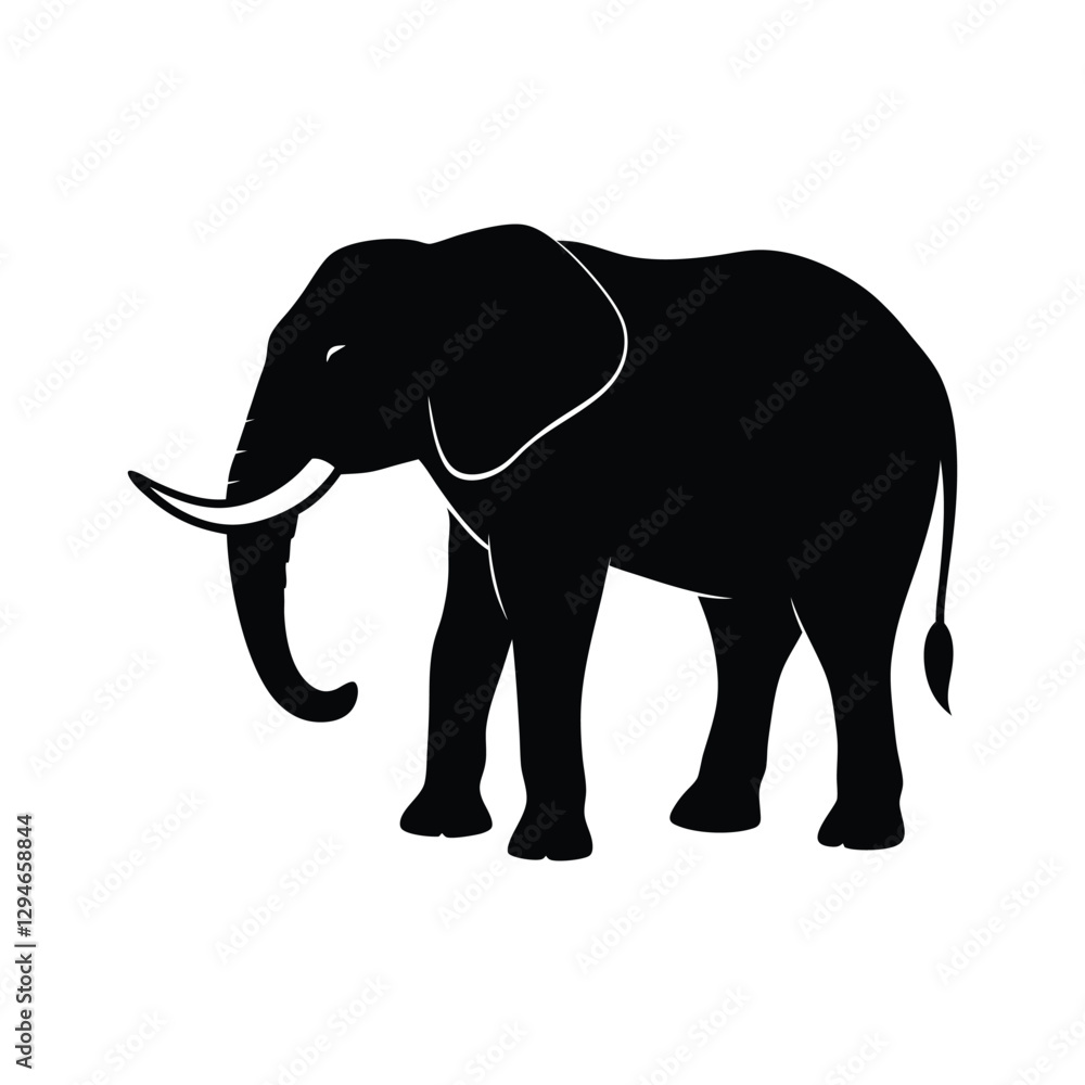 Fototapeta premium elephant silhouette isolated on white background