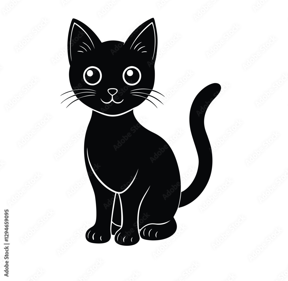 Fototapeta premium cat silhouette isolated on white background