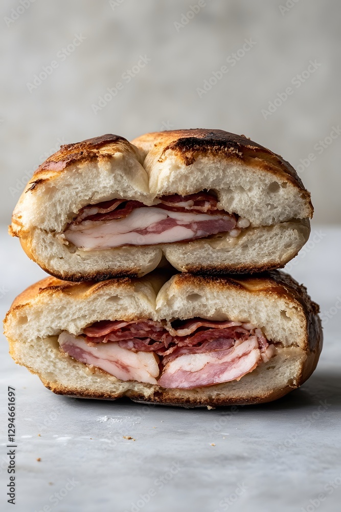 Delicious Crispy Crusty Bread Sandwich with Salami and Capocollo Delicious Crispy Crusty Bread Sandwich with Salami and Capocollo