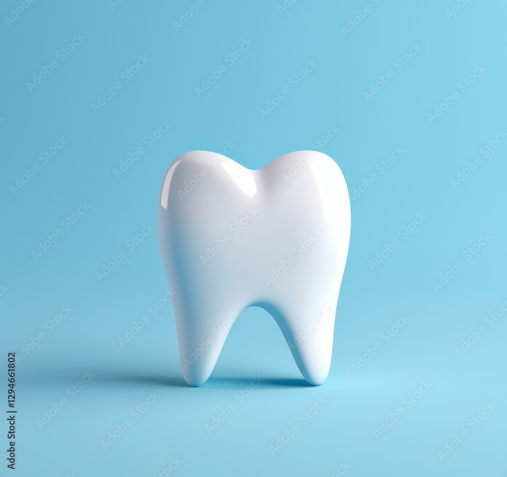 Tooth model isolated on blue background with copy space. 3d illustration. Dental concept with copy space Tooth model isolated on blue background with copy space. 3d illustration. Dental concept with copy space