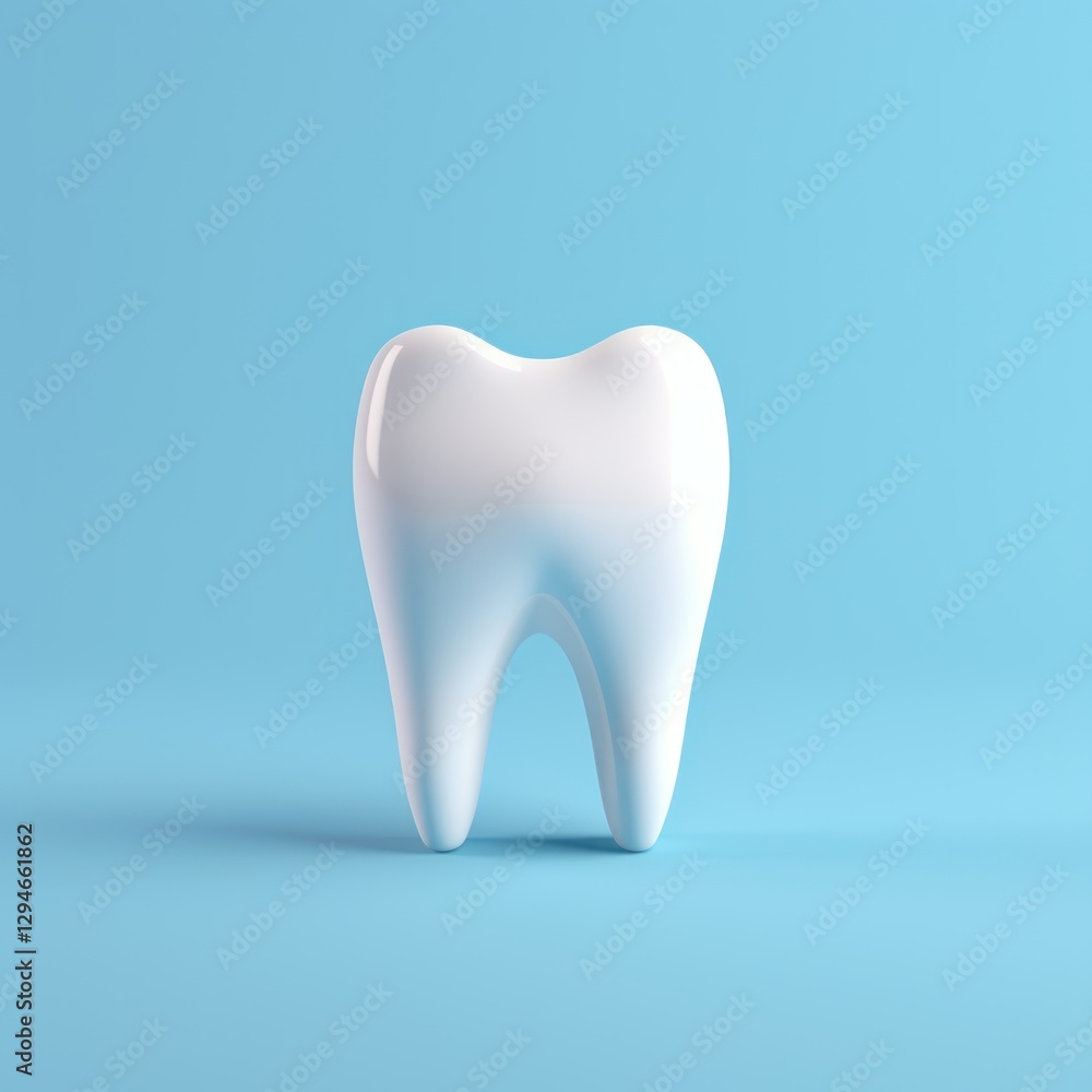 Tooth model isolated on blue background with copy space. 3d illustration. Dental concept with copy space Tooth model isolated on blue background with copy space. 3d illustration. Dental concept with copy space