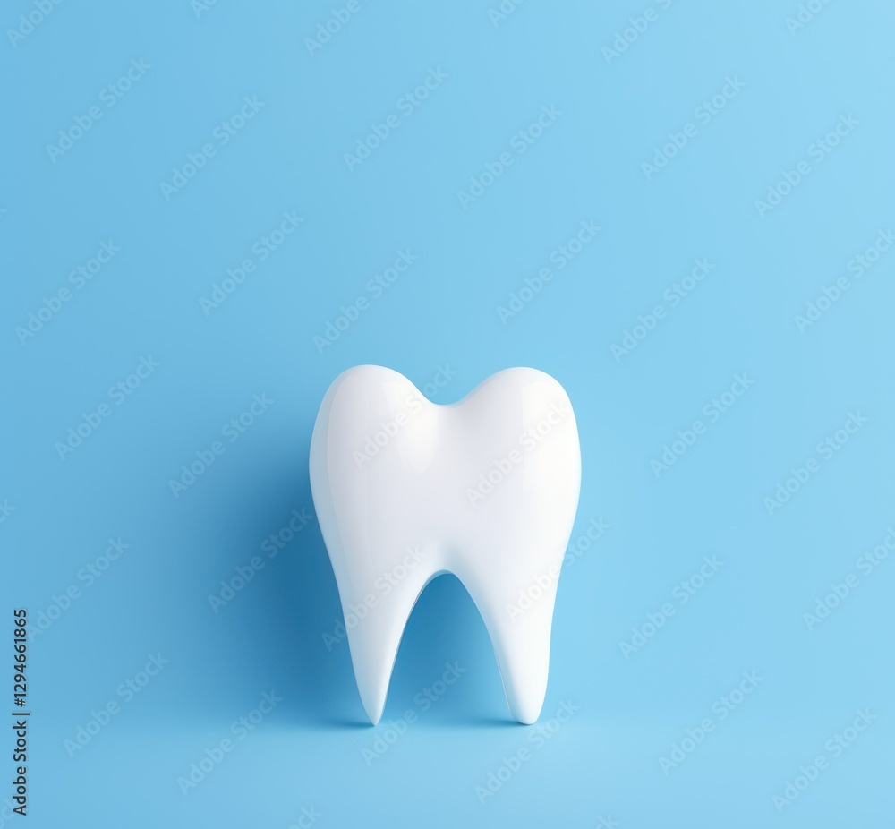 Tooth model isolated on blue background with copy space. 3d illustration. Dental concept with copy space Tooth model isolated on blue background with copy space. 3d illustration. Dental concept with copy space