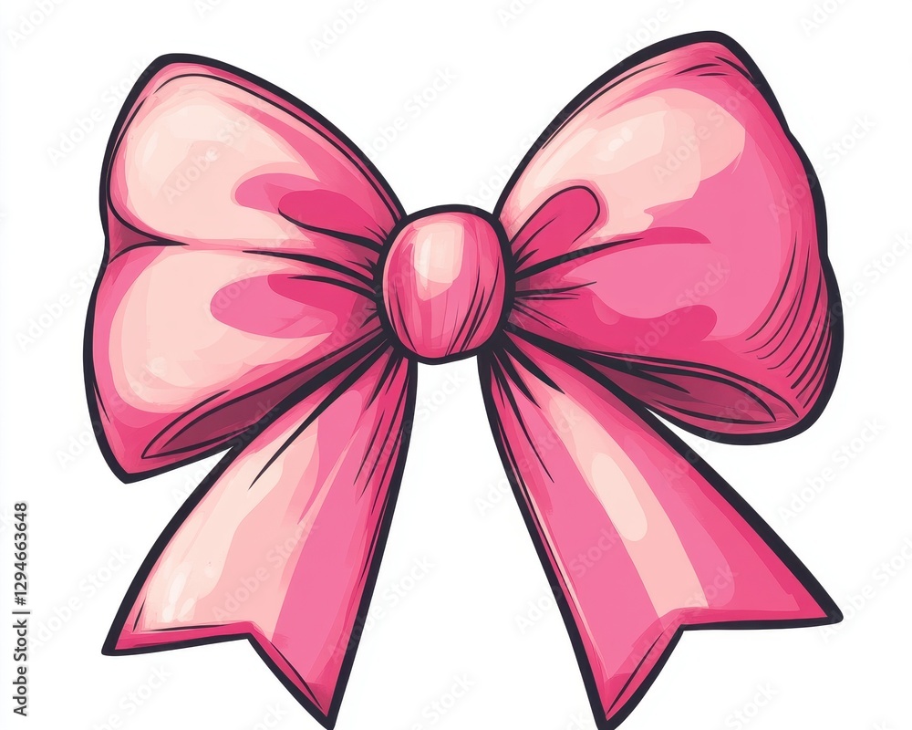 Whimsical Pink Bow: A Cute Cartoon Illustration of a Tied Bow Character Whimsical Pink Bow: A Cute Cartoon Illustration of a Tied Bow Character