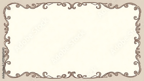 Elegant Ornate Frame Design: Brown Swirls and Cream Background