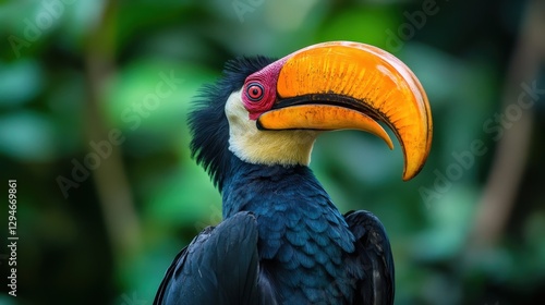 Vibrant Hornbill perched in the Forest: A Stunning Look at a Unique Bird Species