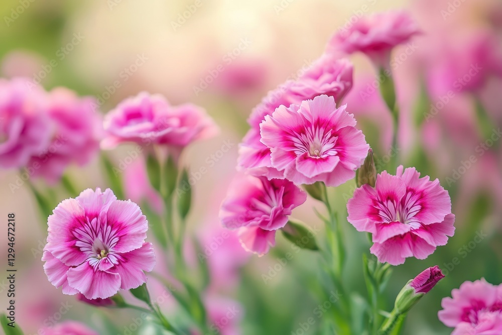 Vibrant Dianthus Blossoms: A Close-Up View of Summer's Floral Beauty in Pink Hues Vibrant Dianthus Blossoms: A Close-Up View of Summer's Floral Beauty in Pink Hues