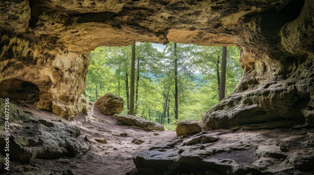 Forest View Through Cave Opening Forest View Through Cave Opening