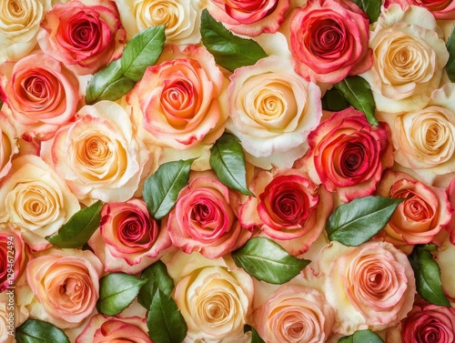 Vibrant Display of Multicolored Roses: A Beautiful Floral Background for Any Setting