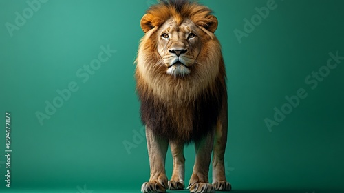 Wallpaper Mural Majestic lion portrait, green backdrop, wildlife photography, conservation Torontodigital.ca