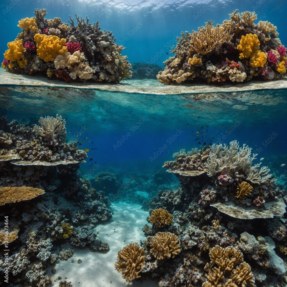 Naklejka premium coral reef and coral