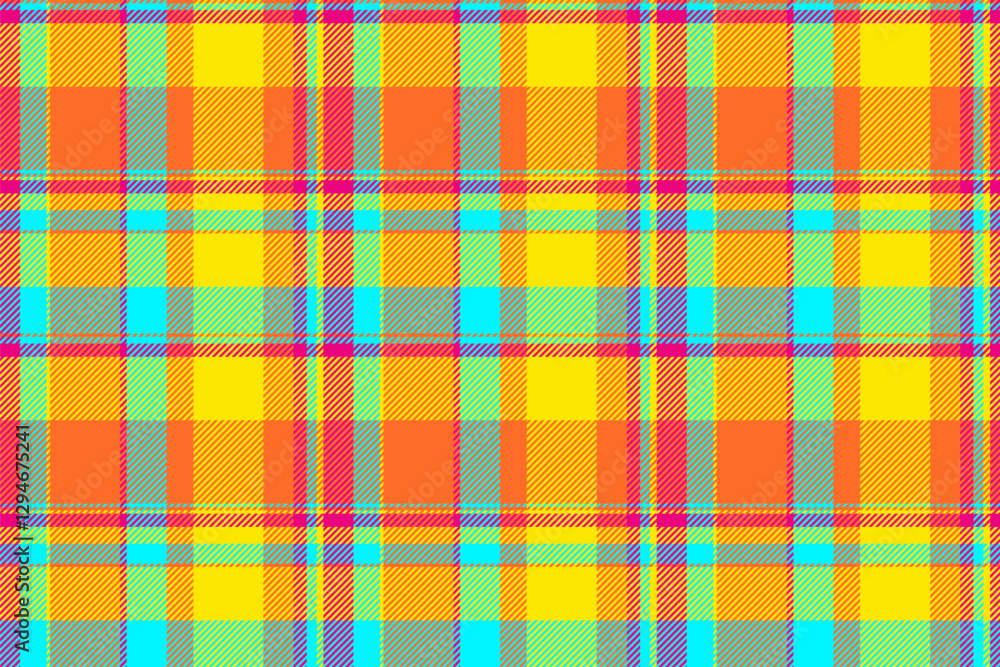 Patterned seamless background tartan, countryside texture textile vector. Square check pattern plaid fabric in bright and radioactive colors. Patterned seamless background tartan, countryside texture textile vector. Square check pattern plaid fabric in bright and radioactive colors.