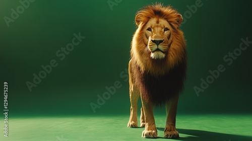 Wallpaper Mural Majestic lion posing, green background, wildlife photography, advertising Torontodigital.ca