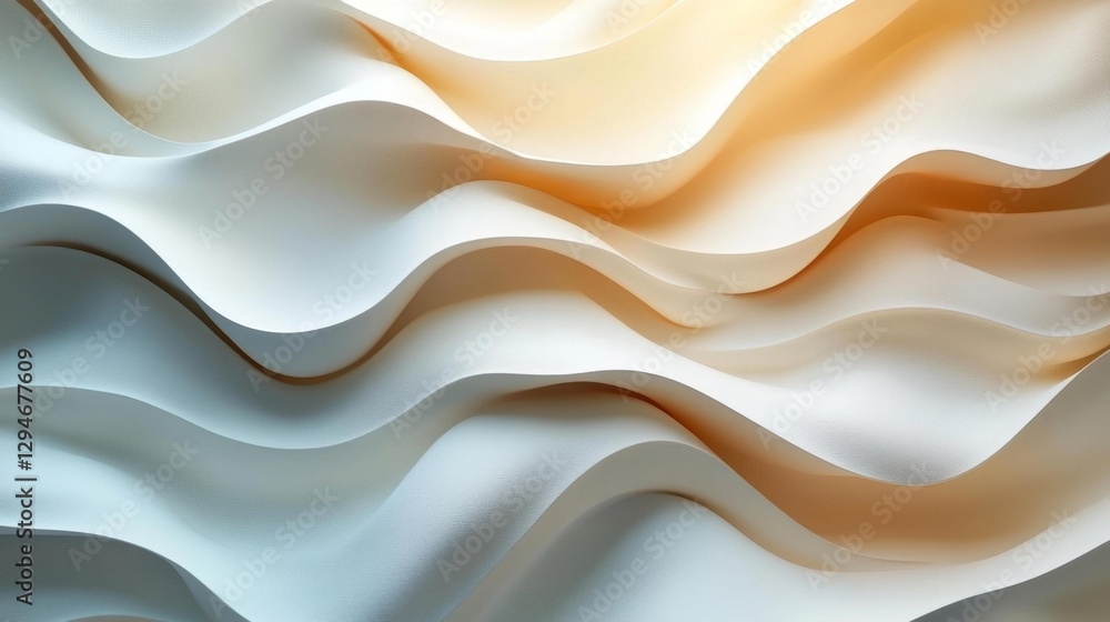 Obraz premium Wavy Soft Textile in Beige and White with Smooth Folds. Generative AI