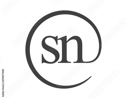 SN logo from two letter with circle shape email sign style. S and N round logotype of business company