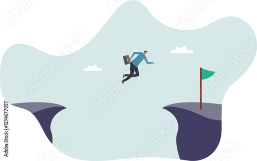Take risk for opportunity to success, risky decision, determination or courage to overcome challenge.business concept.flat character.