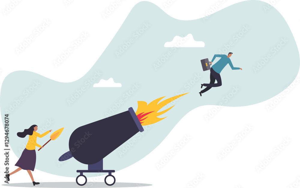 Fototapeta premium Coaching help boost career advancement, mentor or motivation to boost productivity, help or manager support for career development,business concept.flat character.