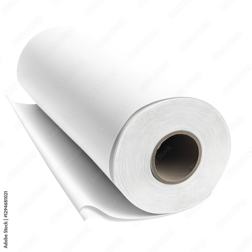 Fototapeta premium White Paper Roll Print Design on transparent background.