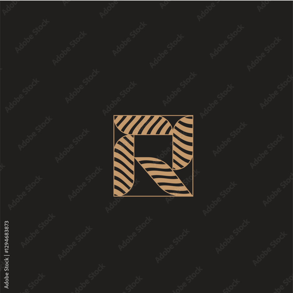 Fototapeta premium R monogram Luxury Aesthetic interior wellness holistic logo design