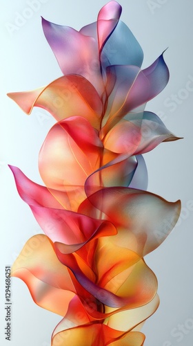 Colorful Abstract Sculpture of Flowing Organic Forms in Gradient Hues