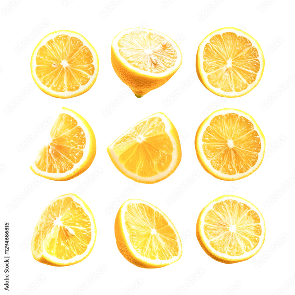 Juicy Lemon Slices Falling Fresh Citrus Delight Juicy Lemon Slices Falling Fresh Citrus Delight