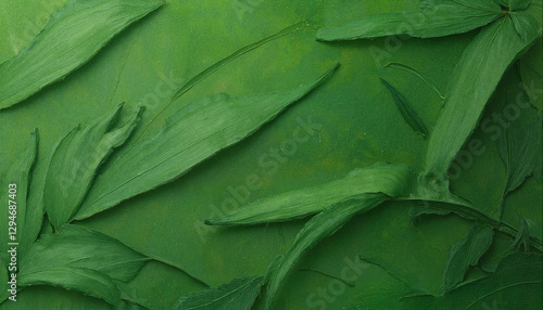 Textured green background with leaves 