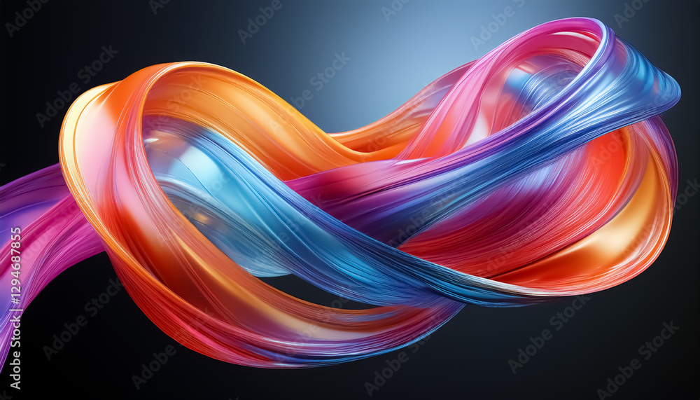 Vibrant Abstract Ribbon Art: Colorful Twisting 3D Digital Design Vibrant Abstract Ribbon Art: Colorful Twisting 3D Digital Design