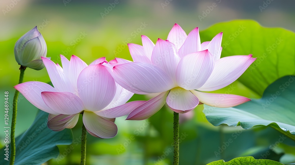 Obraz premium Stunning Pink Lotus Flowers Blooming in Nature