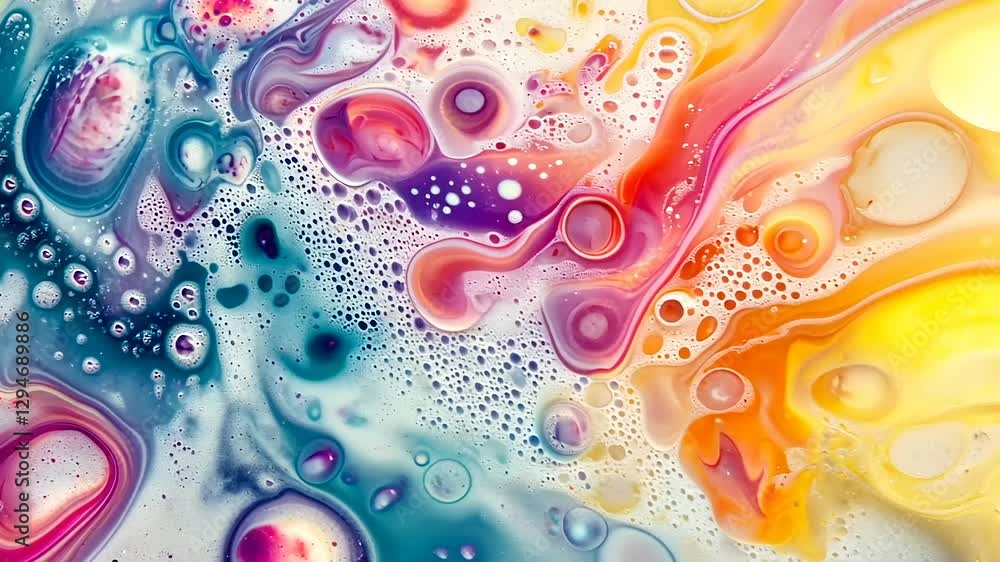 Colorful abstract liquid art with vibrant swirls and bubbles creating a dynamic background Colorful abstract liquid art with vibrant swirls and bubbles creating a dynamic background