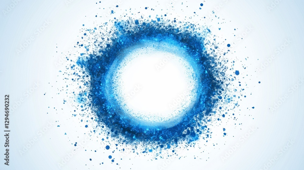 Abstract Blue Pixelated Circular Frame on Light Gray Background Abstract Blue Pixelated Circular Frame on Light Gray Background