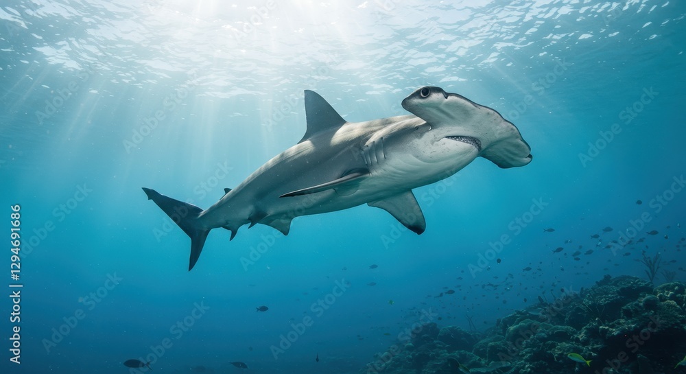 Majestic Hammerhead Shark Gracefully Navigating the Ocean Depths Majestic Hammerhead Shark Gracefully Navigating the Ocean Depths