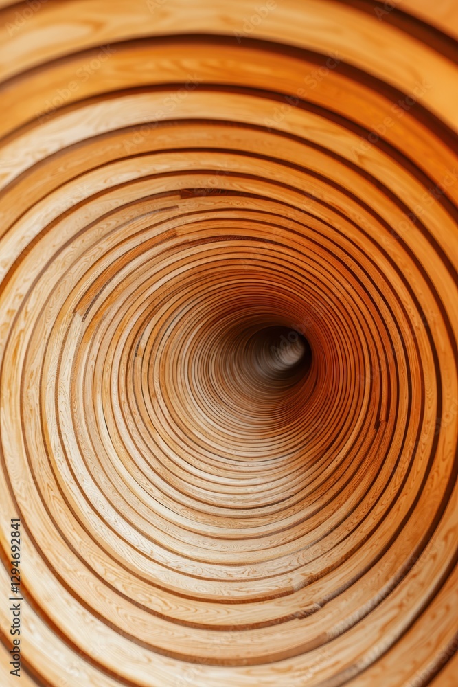 Geometric Wood Slat Panel Background for Stylish Interiors, Wooden spiral tunnel with concentric circular patterns. Geometric Wood Slat Panel Background for Stylish Interiors, Wooden spiral tunnel with concentric circular patterns.