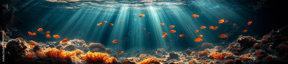 Fototapeta premium Underwater Paradise with Colorful Tropical Fish and Coral. Generative AI