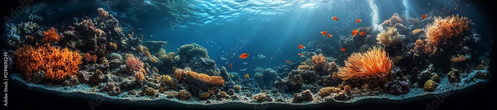 Fototapeta premium Peaceful Underwater Scene with Fish and Coral Reefs. Generative AI