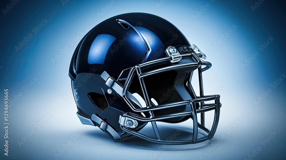 Fototapeta premium Football helmet, studio shot, blue background