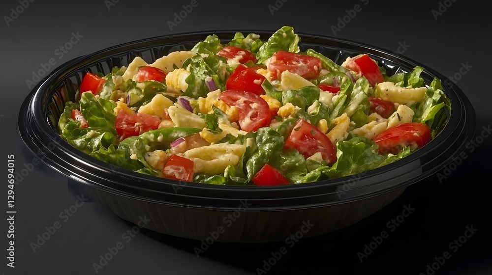 Delicious Egg Salad with Tomatoes and Lettuce in Black Bowl Delicious Egg Salad with Tomatoes and Lettuce in Black Bowl